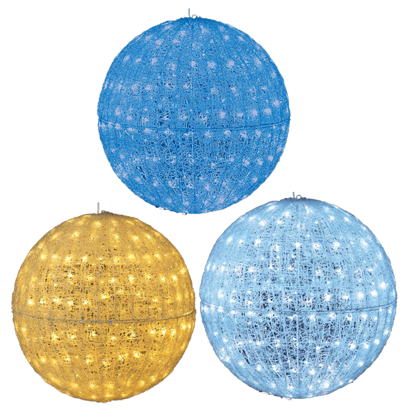 クリスマス　ディスプレイ　光るディスプレイ　耐水80cm240球広角型LED　グロー立体ボール(常点灯/パワーコード、コネクター付き)