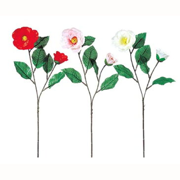 正月　ディスプレイ　サテン椿スプレイ(3)　12個セット販売　椿の装飾造花　正月の装飾　造花　椿の花