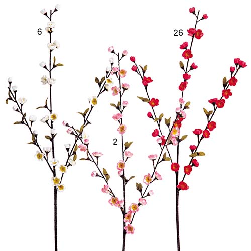 ひなまつり　飾り　桃の節句　桃の花　造花　モモ（33） 6本セット販売　カラー3色から　ひな祭り　ディスプレイ　装飾品　店舗装飾　飾り付け