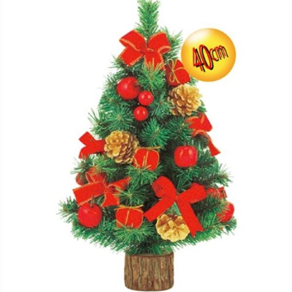 クリスマスツリー　40cmデコレーションツリー　6本セット販売　ベーシックな赤のオーナメントセットのツリー
