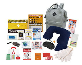 エマージェンシーリュック20点セット　RU-80　4個セット販売　ガマグチタイプのリュックで入れやすく取り出しやすい防災セット　豪雨・土砂崩れ・道路が閉鎖など運転中の被災に備えを　地震・台風・水害・停電　避難時にあって役立つ