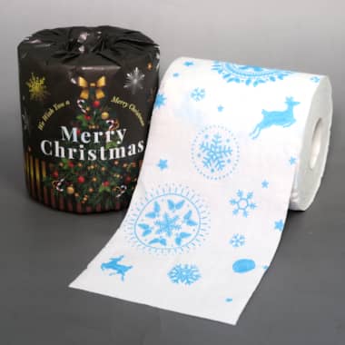 クリスマス　トイレットペーパー　クリスマスロール　100個セット販売　クリスマス柄プリント入り　ノベルティ　販促品　景品　粗品 ※北海道・沖縄県は別途送料お見積りとなります、離島発送不可　ご了承下さい