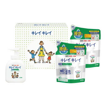 ライオン キレイキレイギフトセット (LBH-10N) 120個セット販売 キレイキレイ 薬用 液体ハンドソープ250mL、液体詰め替え200mL×2 殺菌成分...