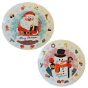 クリスマスプレゼント雑貨 景品 ネージュノエル ケーキ皿1P(2柄アソート) サンタとトナカイ柄の可愛らしいプレートです。クリスマス気分を演出 子供会・町内会・...