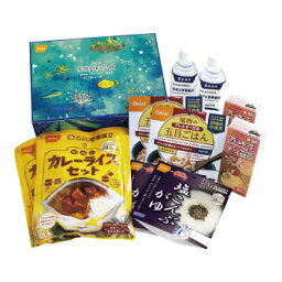 長期保存食ギフトボックス（2日1人分）(3014)　4個セット販売　ルファ米五目ごはん、塩こんぶがゆ、ライスクッキー、COCO壱番屋監修カレー、保存水500mL各2