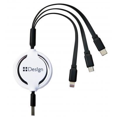 3type充電ケーブル 100個セット販売 これ一つで様々な機器に対応。PC周りやカバンの中もスッキリ 白地の天面に名入れも可能。透明ジッパーバッグ入りなので名入れアピールもバッチリ【名入れ可能商品 別途費用が掛かります】