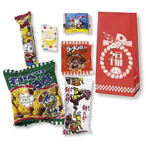 お正月景品　お菓子福袋6点セット　100個セット販売　お子様向けの福袋　駄菓子6点セット　年末年始　新年のイベント販促品　バラマキ景品　ノベルティ・記念品・粗品