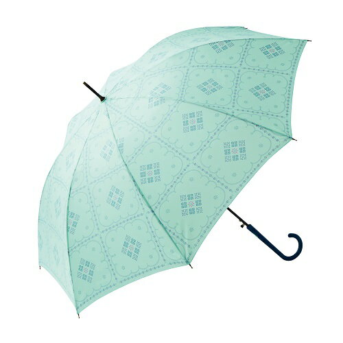 耐風骨ボヘミアンフラワー 晴雨兼用ジャンプ傘(ミント) 36本セット販売 エキゾチックな花柄 UVカット率 93%以上 さわやかなミント色 日傘 長傘 販促品・景品・ノベルティ