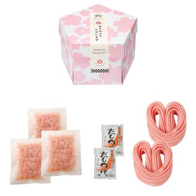 桜 景品 さくら日和 20個セット販売 桜の花を想起させる彩り豊かなピンク色のハートうどんと、まるで桜の花びらが舞うような美しいかつお節が春らしい逸品 桜 販促品・景品・ノベルティ・ご挨拶品・記念品