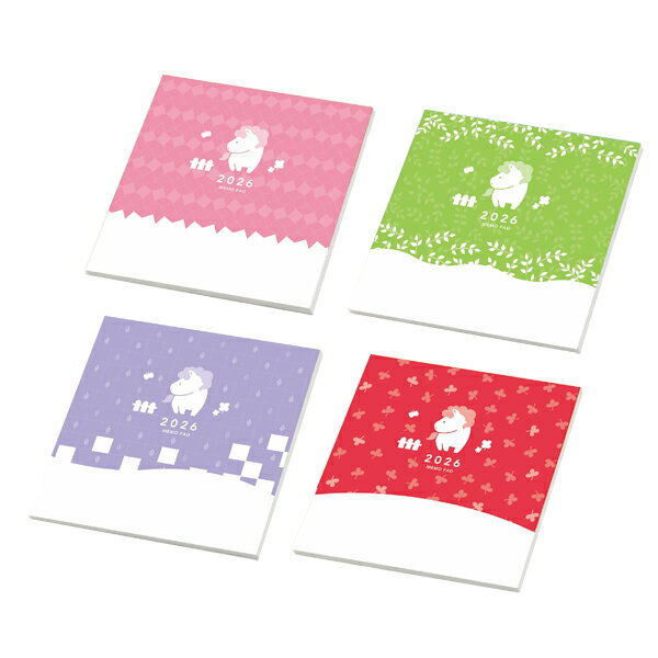 干支景品　干支メモ帳 40枚　裏面には便利なカレンダー付き　馬年　午　2026年　招福干支グッズ　お正月景品　新年のご挨拶品　販促品・ノベルティ・粗品