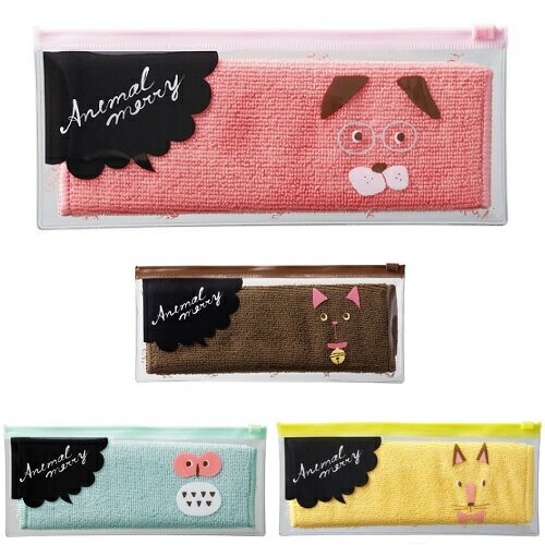 アニマルメリー　ポーチ入ハンカチタオル　240個セット販売　スライドポーチにハンカチを入れて持ち運..