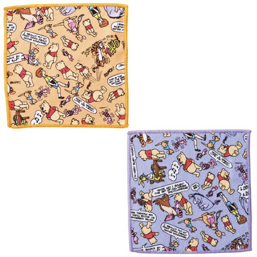 プーさん　ハンカチタオル　320枚セット販売　キャラクター柄がかわいいハンカチタオル　2色取混ぜ　くまキャラクター　ミニタオル　バラマキ景品　販促品・ノベルティ・粗品
