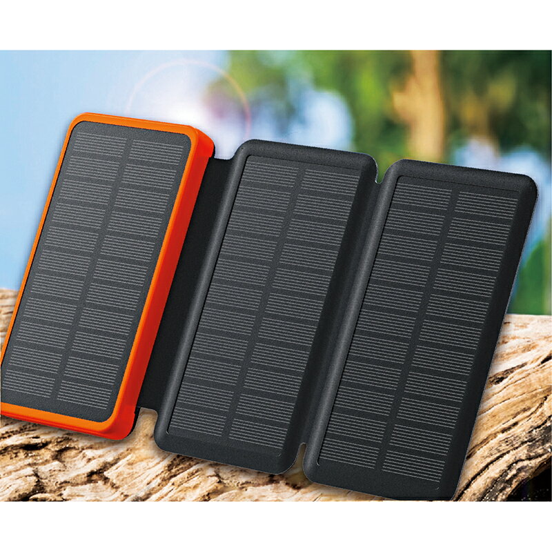 LEDライト搭載3面ソーラーモバイルバッテリー10000　10個セット販売　3面ソーラーパネル搭載のモバイルバッテリー　【名入れ可能　別途費用】