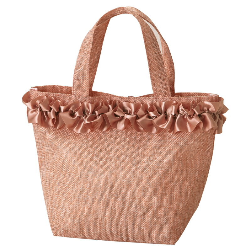 アリソン・サテンフリルバッグ　100個セット販売　柔らかなピンクとサテンのフリルがお似合い。甘さとゴージャス感が女性らしさを演出します