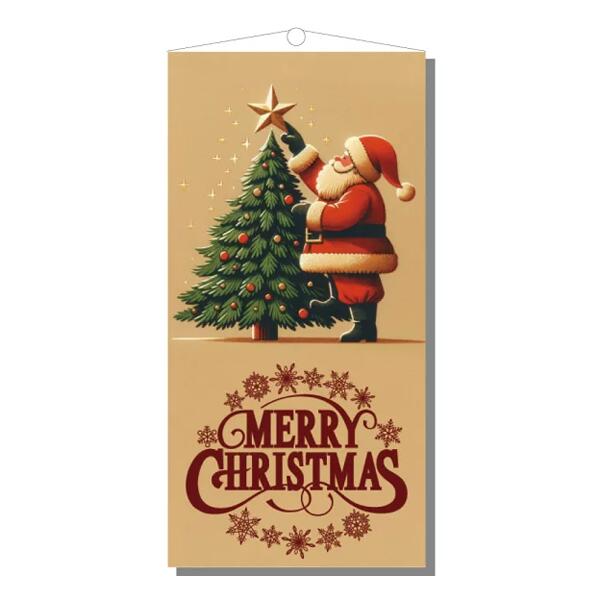 Rakuten - タペストリー　デコレーションサンタ（防炎加工）クリスマス　タペストリー　装飾　吊り下げるだけでクリスマス気分　上下パイプ・上部ヒモ付き　180×90cm　ウインドウ　ディスプレイ