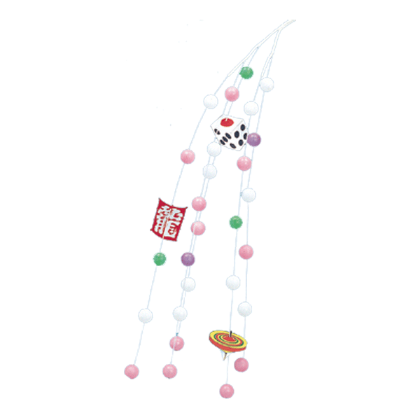 正月　迎春装飾　店舗用ディスプレイ　シダレイラスト餅花　長さ約85cm　10本セット販売　お正月らしいディスプレイ　店舗・飲食店・展示場で人気の装飾のサムネイル