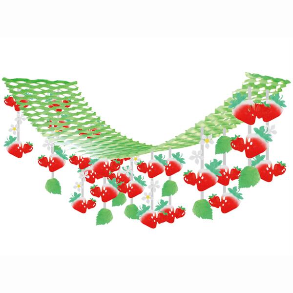 いちご　プリーツハンガー　装飾　店舗を彩る飾りつけ　45×45×180cm　春の爽やかな　ディスプレイ　幼稚園・学校・店舗・売り場で人気の装飾