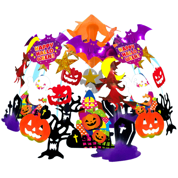 ハロウィン 飾り ハロウィンタウンドロップ 60×60cm 店舗装飾 売り場作り ハロウィン気分に イベント飾り付け 吊り下げ