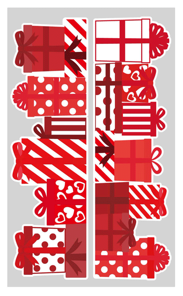 クリスマス　装飾　ウインドウステッカー　プレゼントボックス赤　貼りやすくはがしやすい自己吸着タイプのステッカー　100cm×60cm　大きいサイズ　店舗入り口・窓用装飾