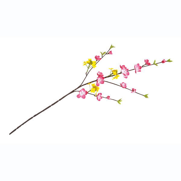 ひなまつり　飾り　桃の花　造花　ミックススプレイ　菜の花・桃の花　24本セット販売　65cm　ひな祭り　ディスプレイ　装飾品　店舗装飾　桃の節句　飾り付け