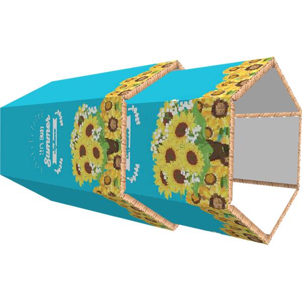 六角柱2個セット　ひまわりバージョン　紙製　※印刷可能（別途費用かかります）環境を考えた強くてエコな素材　什器・ディスプレイ・建材などアイデア次第で様々な用途に使えます