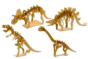 ダンボール工作　恐竜シリーズ（10個入り）　絵付け手作り体験キット　ダンボールから外して組み立て色付け