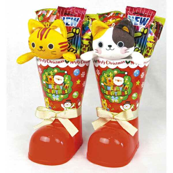 クリスマス　お菓子ブーツ　ポシェットブーツニャン　30cm（お菓子6点・雑貨1点入り）12個セット販売　..