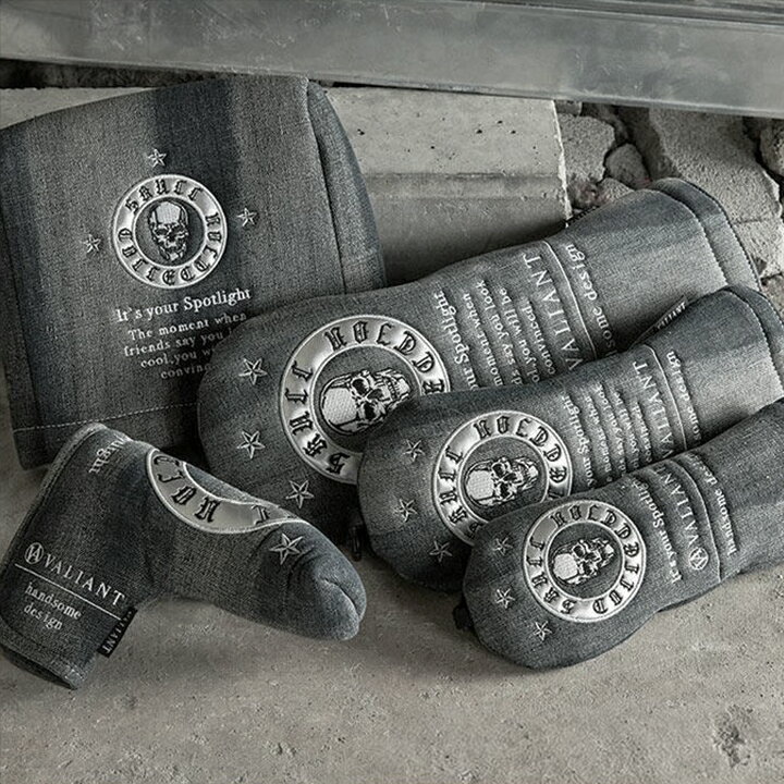 ヴァリアント VALIANT STANDARD スカルコレクション ヘッドカバー 【VA-017HC】 ブラック ウォッシュ デニム 数量限定品 ドライバー アイアン フェアウェイ ユーティリティ パター