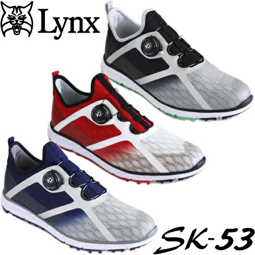 Lynx リンクス　SK-53 ゴルフシューズ 　（ダイヤル式/メッシュ軽量スパイクレス /幅広3Eタイプ）　