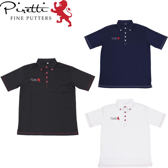 Piretti ピレッティ ロゴ ボタンダウン ポロシャツ PR-WR0001　【日本規格品/ゴルフウェア】