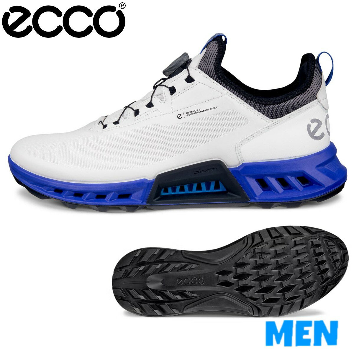 ecco エコーメンズ GOLF BIOM C4 BoaEG130424-61109スパイクレスシューズホワイト ブルー
