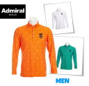 Admiral GOLFアドミラルゴルフADMA078MEN メンズL/Sアイコン総柄BDシャツ