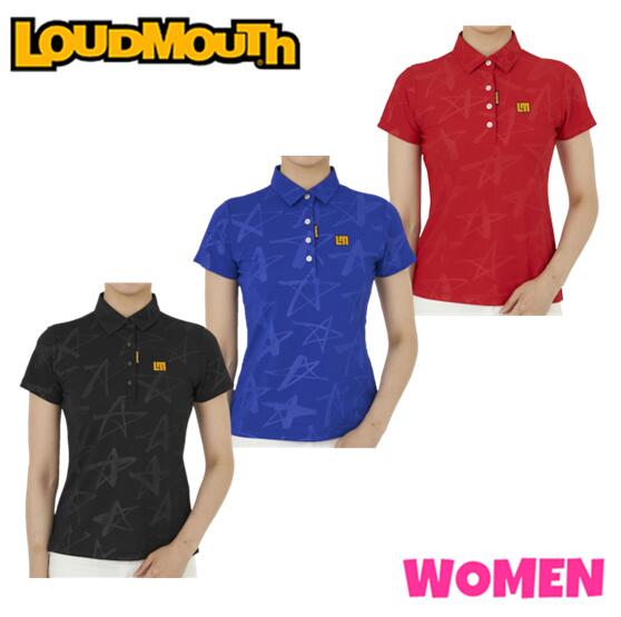 LOUDMOUTH ラウドマウス762-651WOMEN レディース半袖ポロシャツシューティングスター柄エンボス