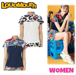 LOUDMOUTH ラウドマウス763-654WOMEN レディース切替半袖ポロシャツECOカノコ素材Retro Crown レトロクラウンNeon Leopard ネオンレオパード