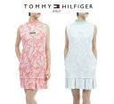 TOMMY HILFIGER GOLFTHLA330トミーヒルフィガー ゴルフ レディースリーフプリント ショルダータック ワンピース