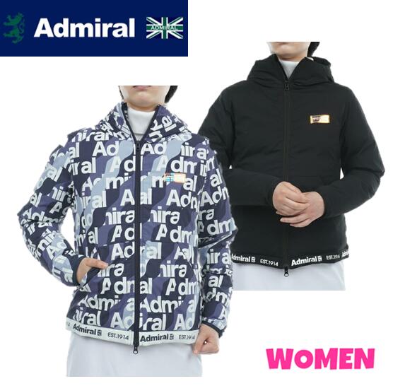 Admiral GOLFアドミラルゴルフADLA376WOMEN レディースボトムロゴ 軽量パデッドフーデッドジャケット