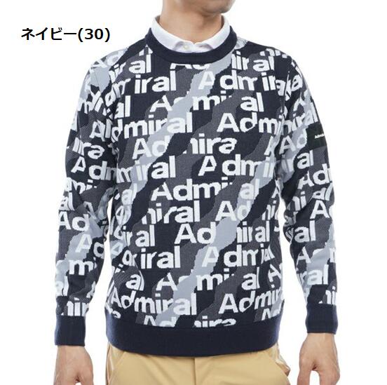 Admiral GOLFアドミラルゴルフADMA384MEN メンズオーロラロゴジャカード　クルーネックセーター