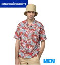 Rosasen ロサーセン044-21446MEN メンズリーフ柄開襟シャツ(4)