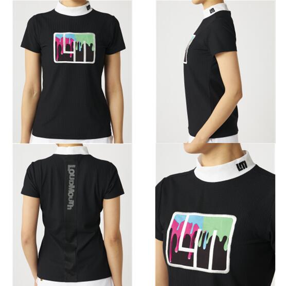 LOUDMOUTH ラウドマウス765-653WOMEN レディースメッシュトリコット モックネック半袖シャツ