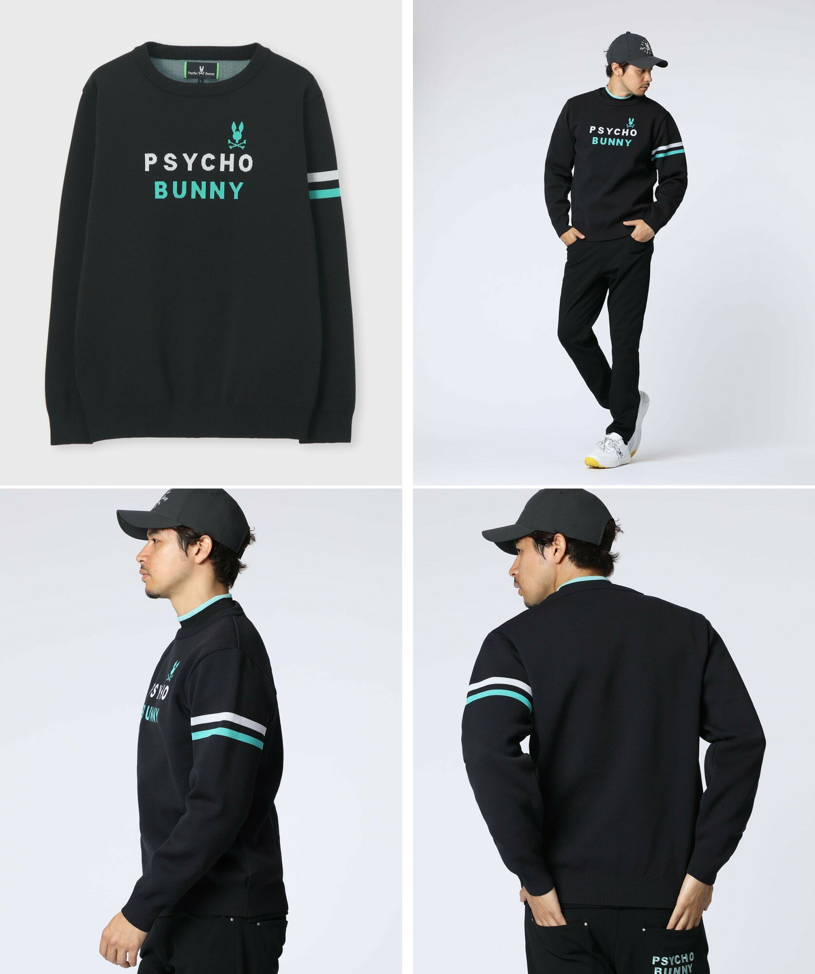 ▼▲▼▲▼ポイント10倍！▼▲▼▲▼Psycho Bunny サイコバニーGF677 251-760MEN メンズトリコロール ジャガードニット セーター