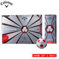 【ポイント10倍】キャロウェイゴルフCallawayGOLFメンズゴルフCHROMESOFTXTRUVISクロムソフトXトゥルービスゴルフボール1ダースホワイト/レッド12コ入り2018あす楽