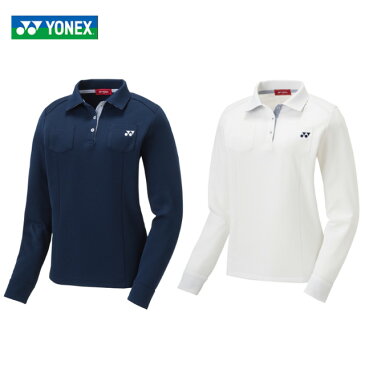 【9月30日限定 エントリー＆楽天カード買い回りで最大P7倍】（クリアランス）YONEX GOLF ヨネックスゴルフ レディース 長袖シャツ GWF5545 GOLF ゴルフウェア ラウンドウェア ホワイト ネイビーブルー あす楽