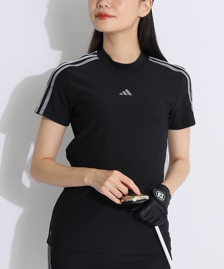 【セール品】 アディダスゴルフ スリーブラインモックネックリブ半袖カットソー ゴルフウェア レディース ゴルフ女子 CURUCURU