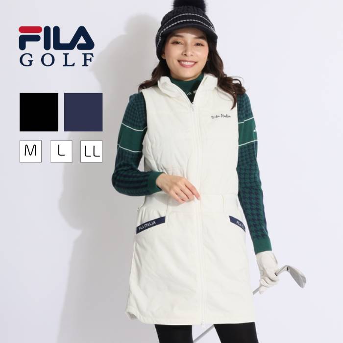 【セール中】 フィラゴルフ 【蓄熱保温】ボンディング切替スタンドネック中綿ワンピース ゴルフウェア レディース 秋冬 ゴルフ女子 CURUCURU