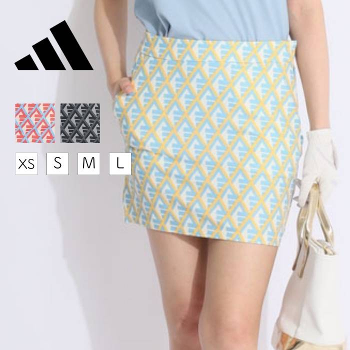 【セール品】 アディダスゴルフ グラフィックロゴ一体型ペチパンツ付きボックススカート ゴルフウェア レディース 春夏 ゴルフ女子 CURUCURU