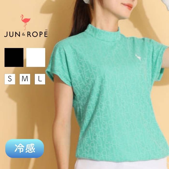 ジュン＆ロぺ ジャガードロゴモックネックプルオーバー ゴルフウェア レディース 春夏 フレンチスリーブ ゴルフ女子 CURUCURU