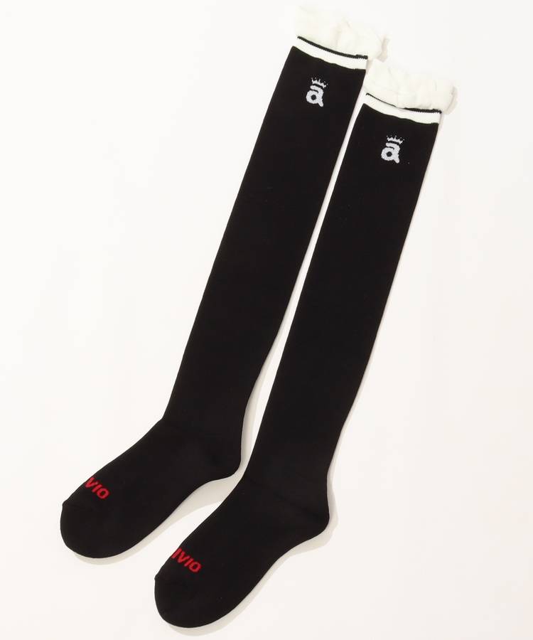 アルチビオ サイドロゴダブルフリルニーハイソックス ゴルフウェア レディース 秋冬 ゴルフ女子 CURUCURU