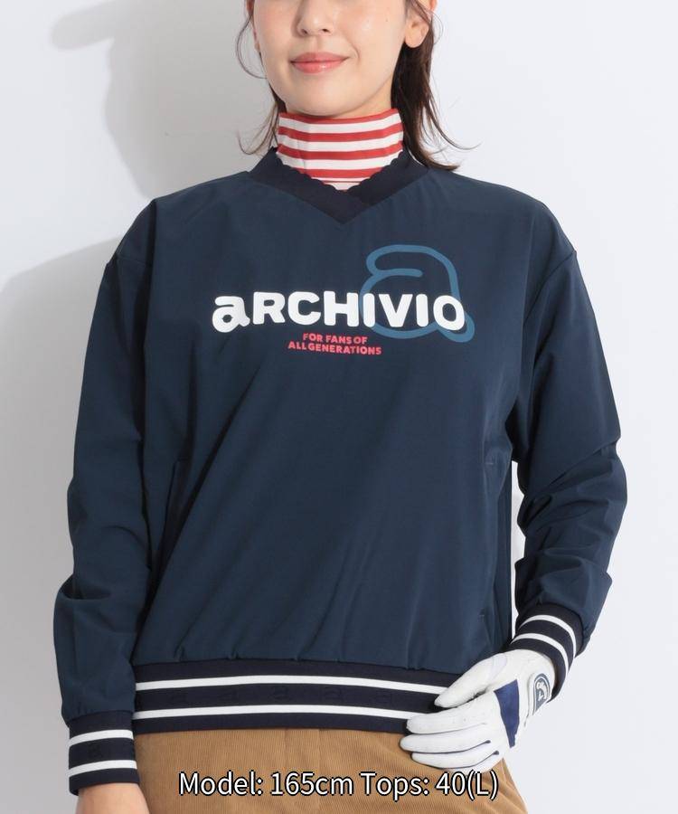 アルチビオ 【防透】ポーチ付きVネックスニードジャック ゴルフウェア レディース 秋冬 ゴルフ女子 CURUCURU