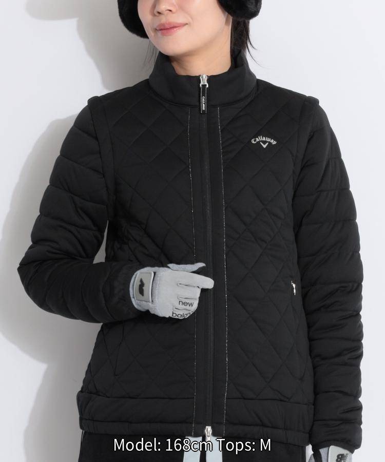 キャロウェイ 【スターストレッチ】パイピングラメライン2WAYキルト中綿ブルゾン ゴルフウェア レディース 秋冬 ゴルフ女子 CURUCURU