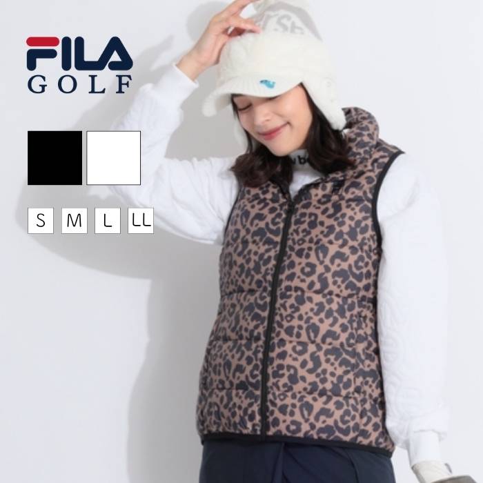 フィラゴルフ 【撥水】レオパード柄ライトダウンベスト ゴルフウェア レディース 秋冬 ゴルフ女子 CURU..